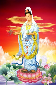  buddhismus - Die Gottheit der Barmherzigkeit auf Lotus Buddhismus